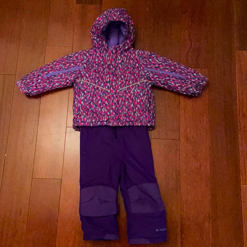 Columbia Waterproof Toddler girls snow bibs and jacket set
